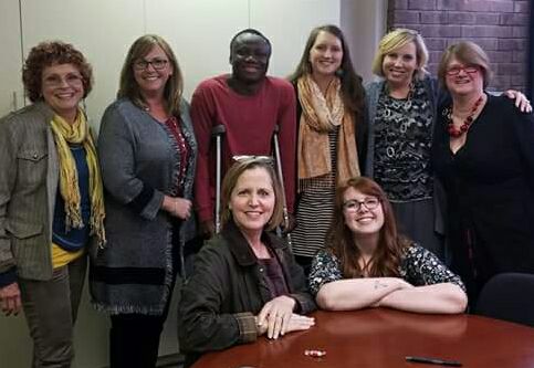Back row: Darlene Armendariz and Tina DeBoeser (Ebenezer UMC), Mohamed Nabieu (CRC Director), Kim Nabieu (HCW staff), Karen Hall (Ebenezer UMC), Melody Curtiss (HCW director). Seated in front: Dr. Cynthia Horner (HCW board) and Janie Williams (Ebenezer UMC.)